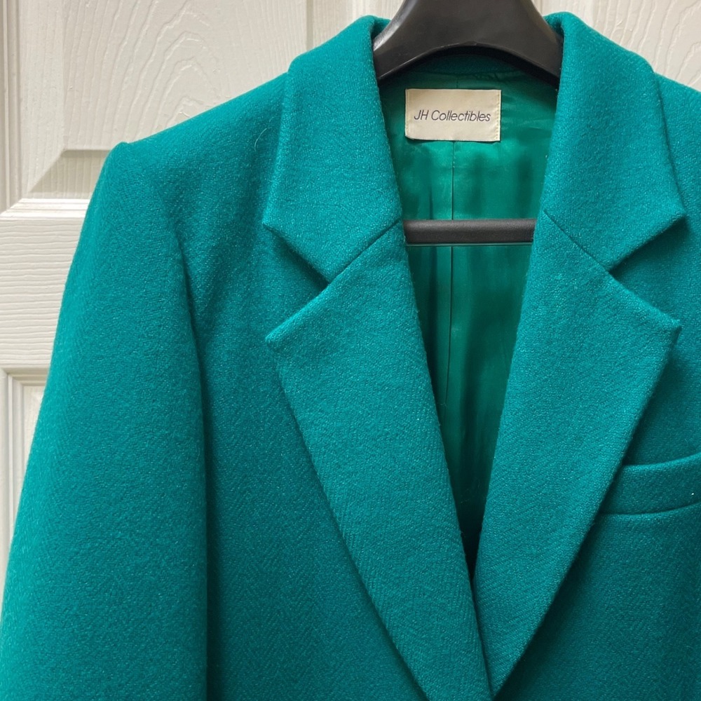 Vintage JH Collectibles Blazer Women's 10 Wool Kelly‎ Green Gold Button Career